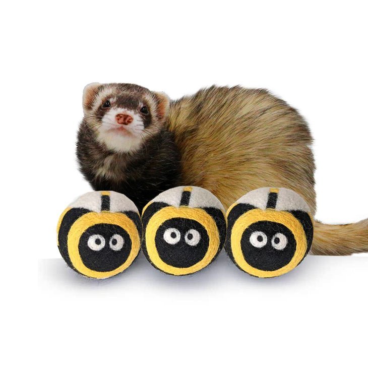 Ferret Stashing Balls (Bee Trio) - Set of 3 - The Pampered FerretFerret Stashing Balls (Bee Trio) - Set of 3Ferret ToysThe Pampered Ferret