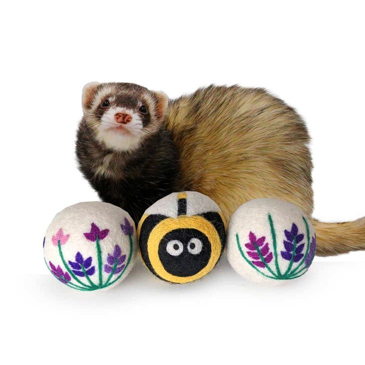 Ferret Stashing Balls (Lavender Fields/Busy Bee) - Set of 3 - The Pampered FerretFerret Stashing Balls (Lavender Fields/Busy Bee) - Set of 3Ferret ToysThe Pampered Ferret