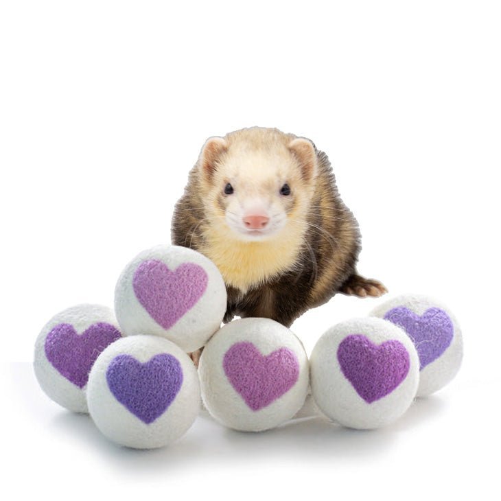Ferret Stashing Balls (Purple Hearts) - Set of 6 - The Pampered FerretFerret Stashing Balls (Purple Hearts) - Set of 6Ferret ToysThe Pampered Ferret