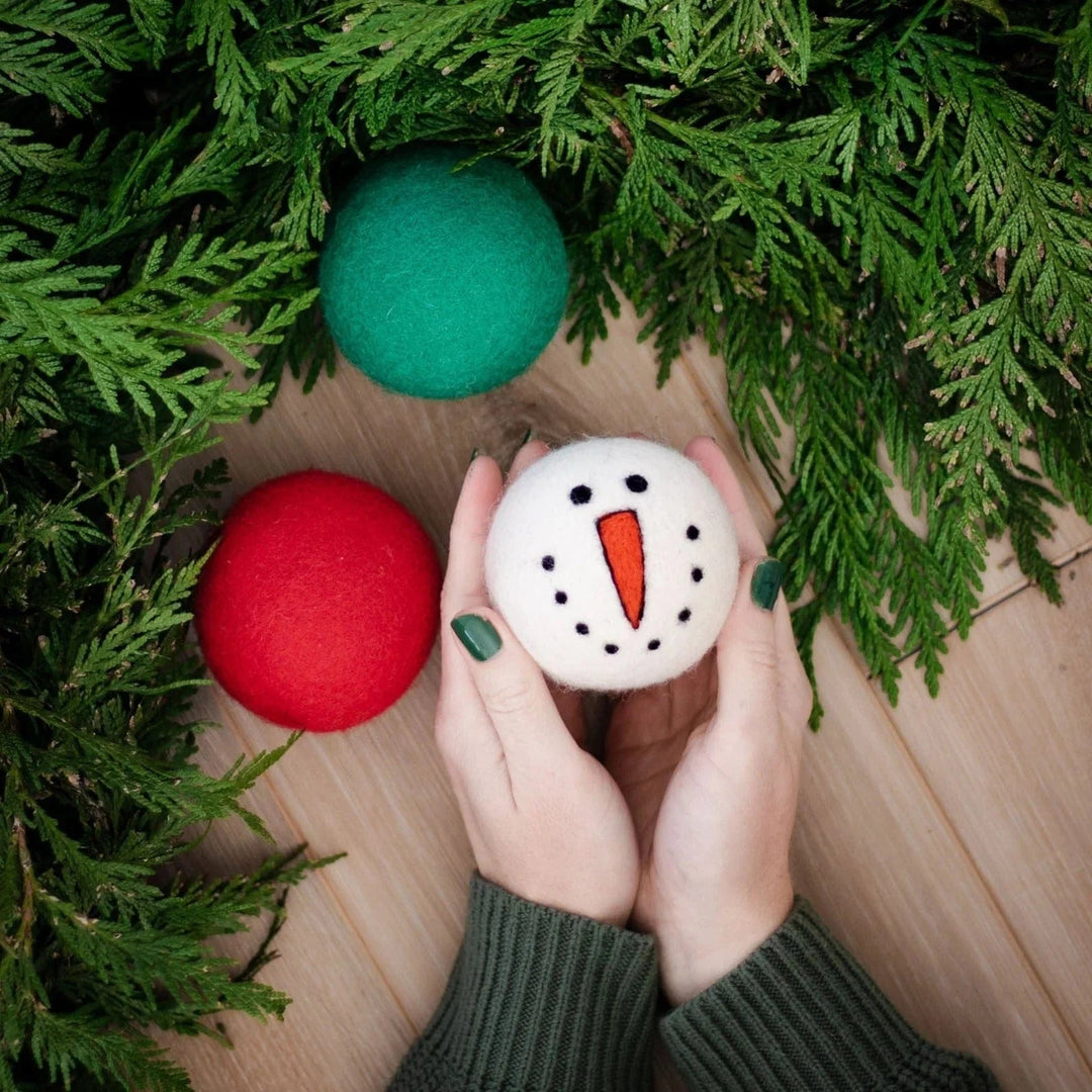 Ferret Stashing Balls (Red &amp; Green Snowman) - Set of 3 - The Pampered FerretFerret Stashing Balls (Red &amp; Green Snowman) - Set of 3Ferret ToysThe Pampered Ferret