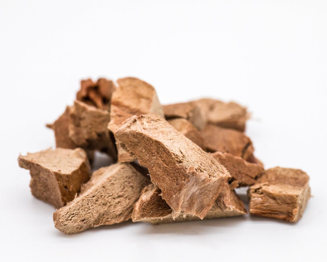 Freeze-dried raw beef heart treat for ferrets close up