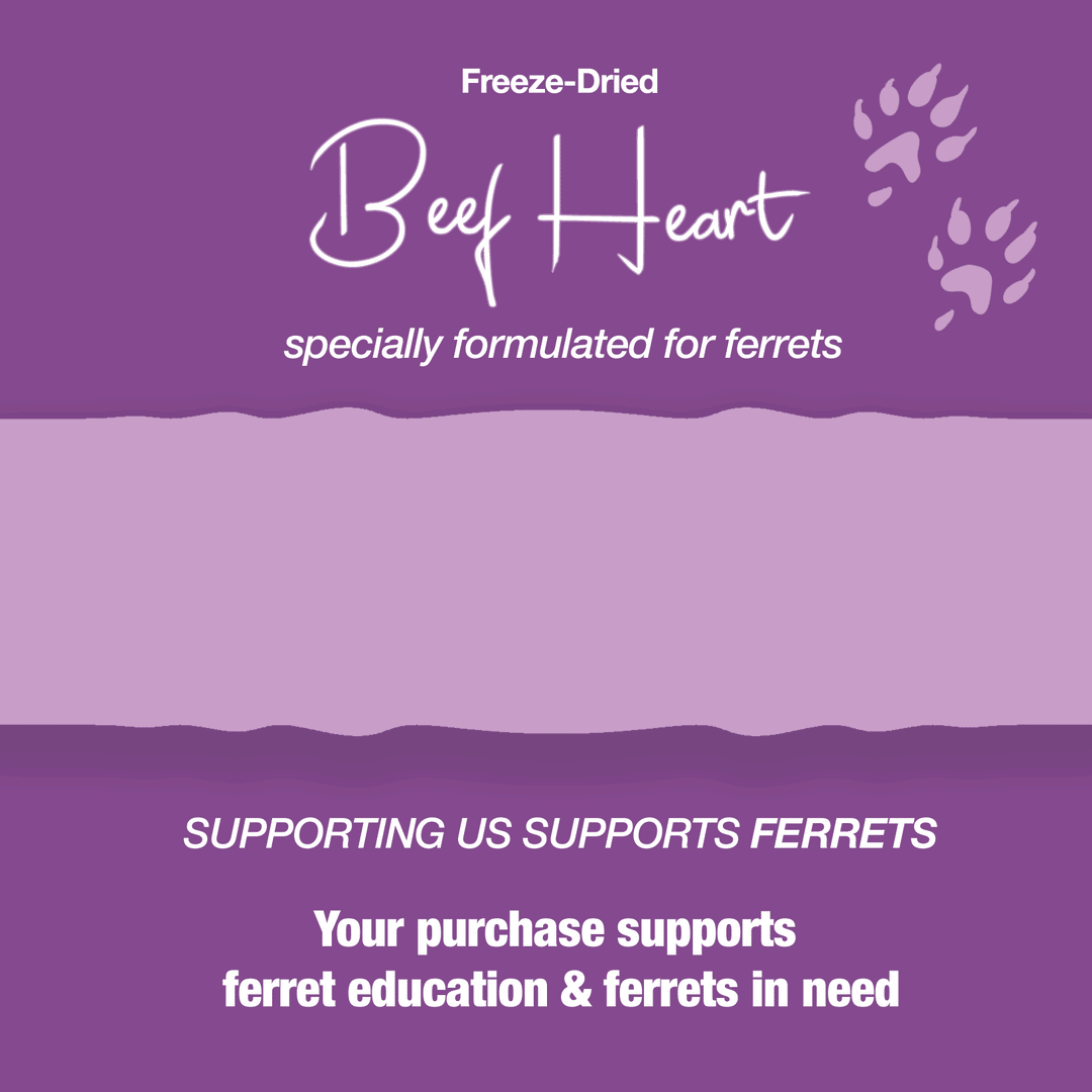 Freeze-dried raw beef heart treat for ferrets in bag