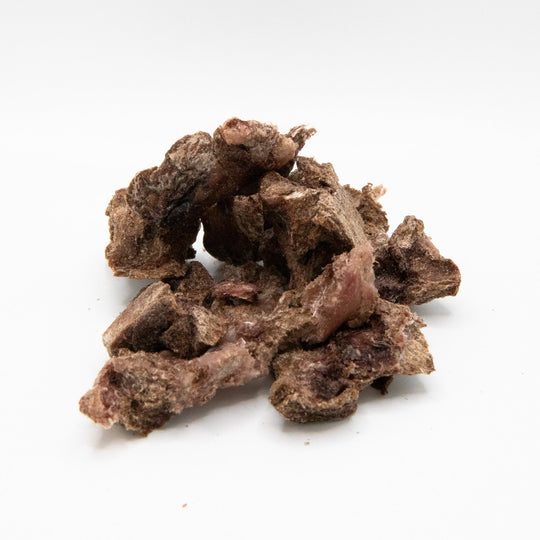 Freeze-dried raw beef kidney treat for ferrets close up