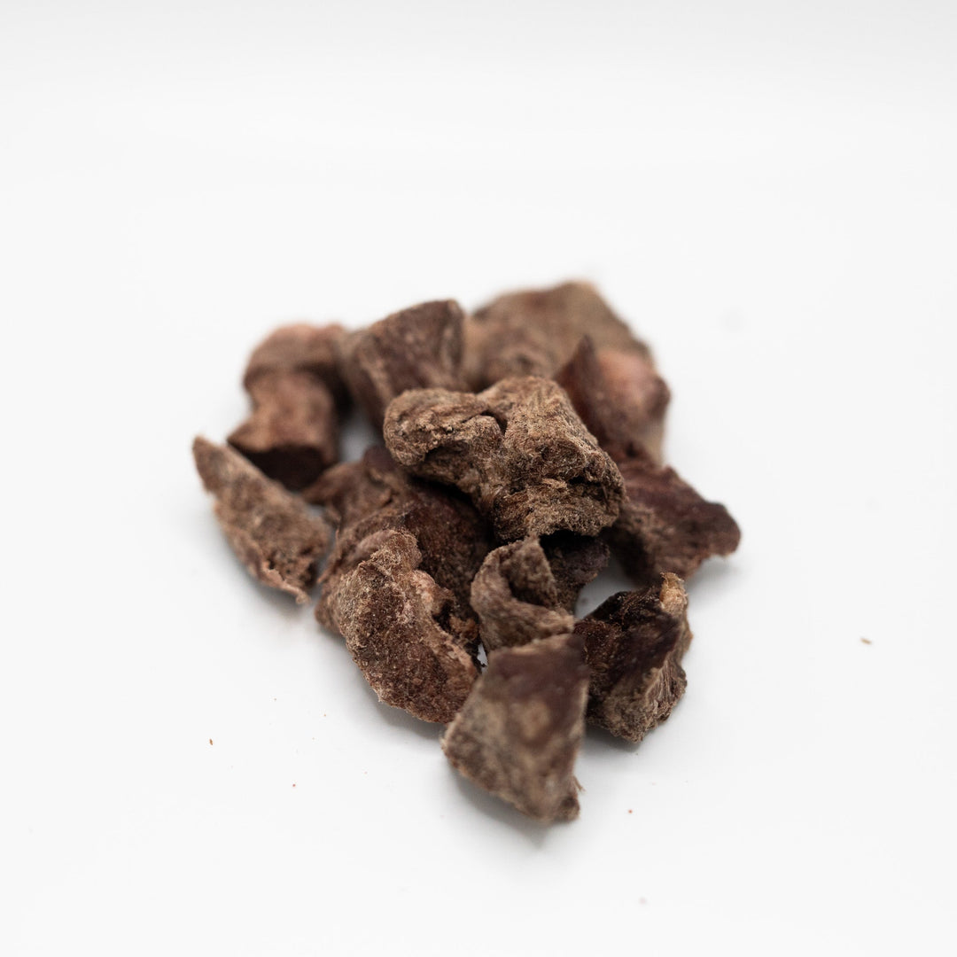 Freeze-dried raw beef kidney treat for ferrets close up