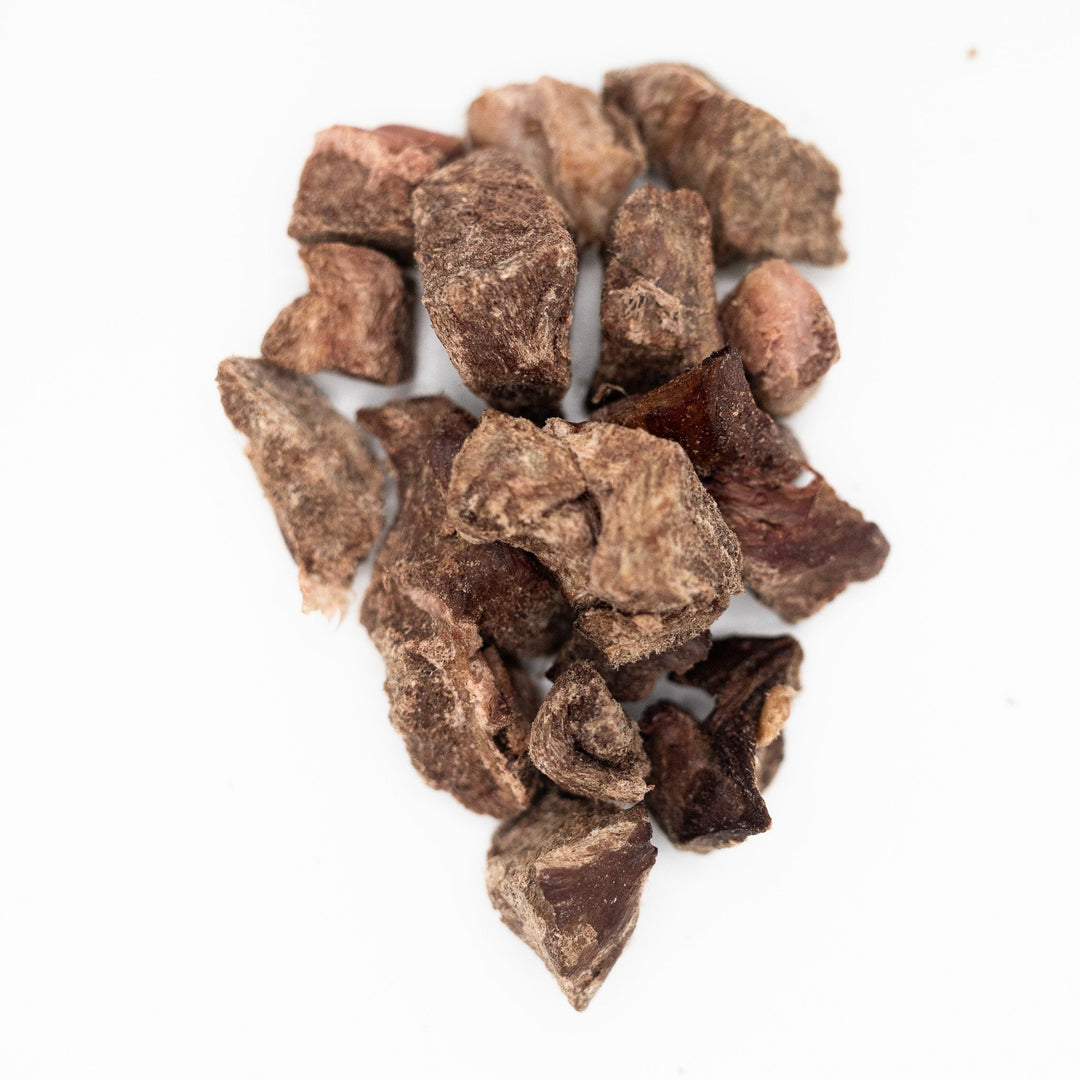 Freeze-dried raw beef kidney treat for ferrets close up