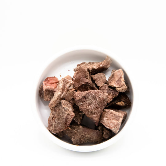 Freeze-dried raw beef kidney treat for ferrets close up
