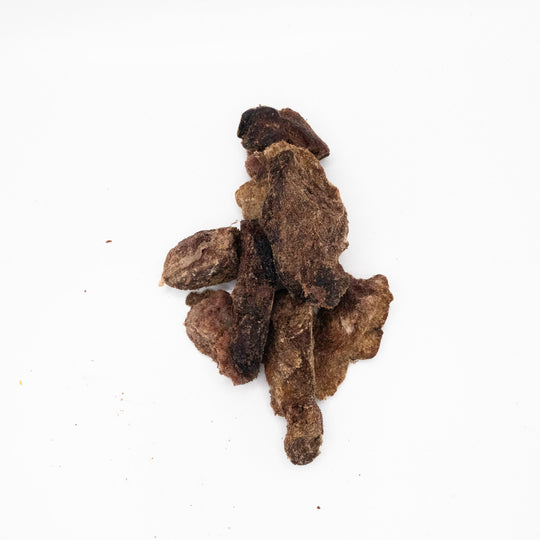 Freeze-dried raw bison kidney treats for ferrets close up to show texture