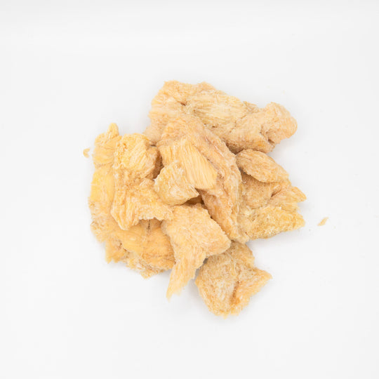Freeze-dried raw chicken breast treat for ferrets close up
