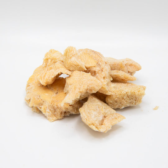 Freeze-dried raw chicken breast treat for ferrets close up