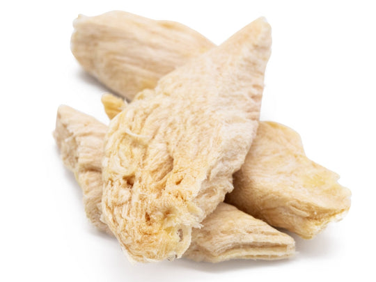 Freeze-dried raw chicken breast treat for ferrets close up