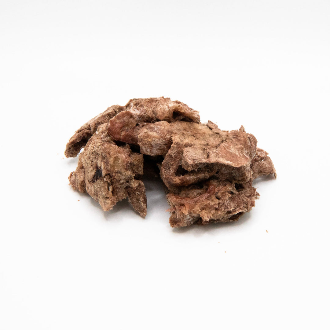 Freeze-dried raw chicken heart treat for ferrets close up