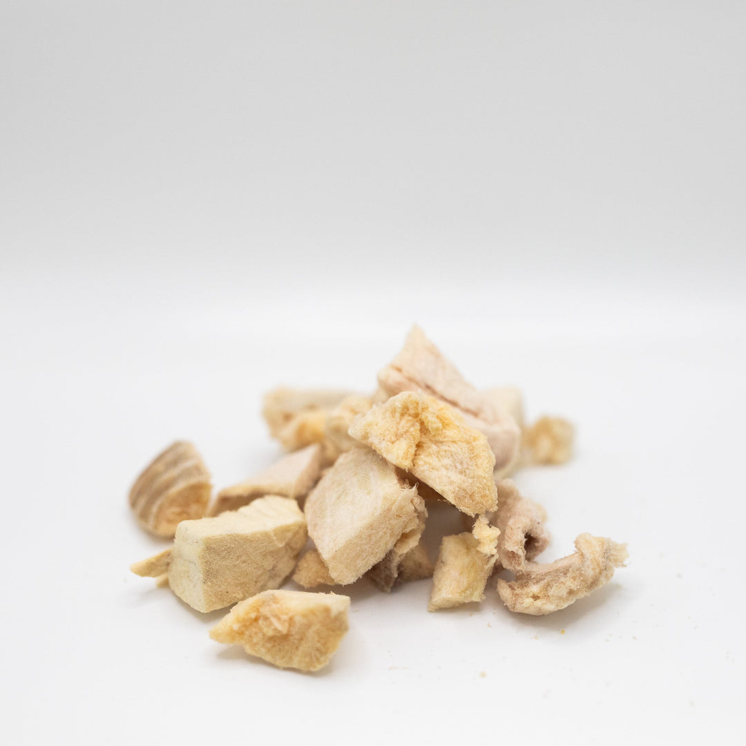 Freeze-dried raw pollock treat for ferrets close up