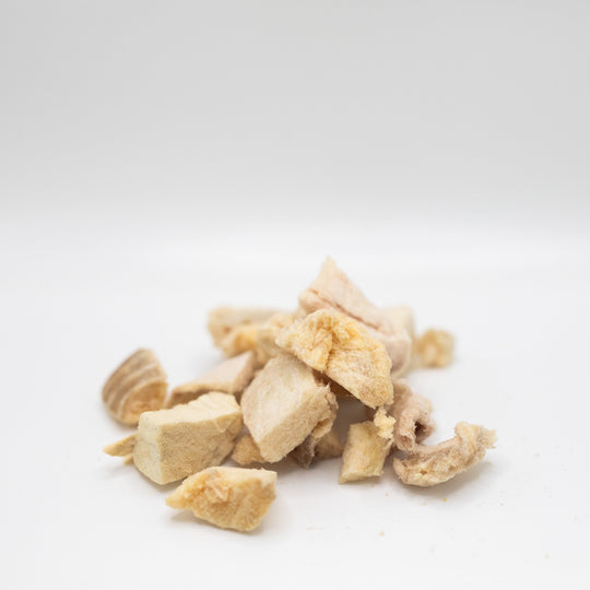 Freeze-dried raw pollock treat for ferrets close up