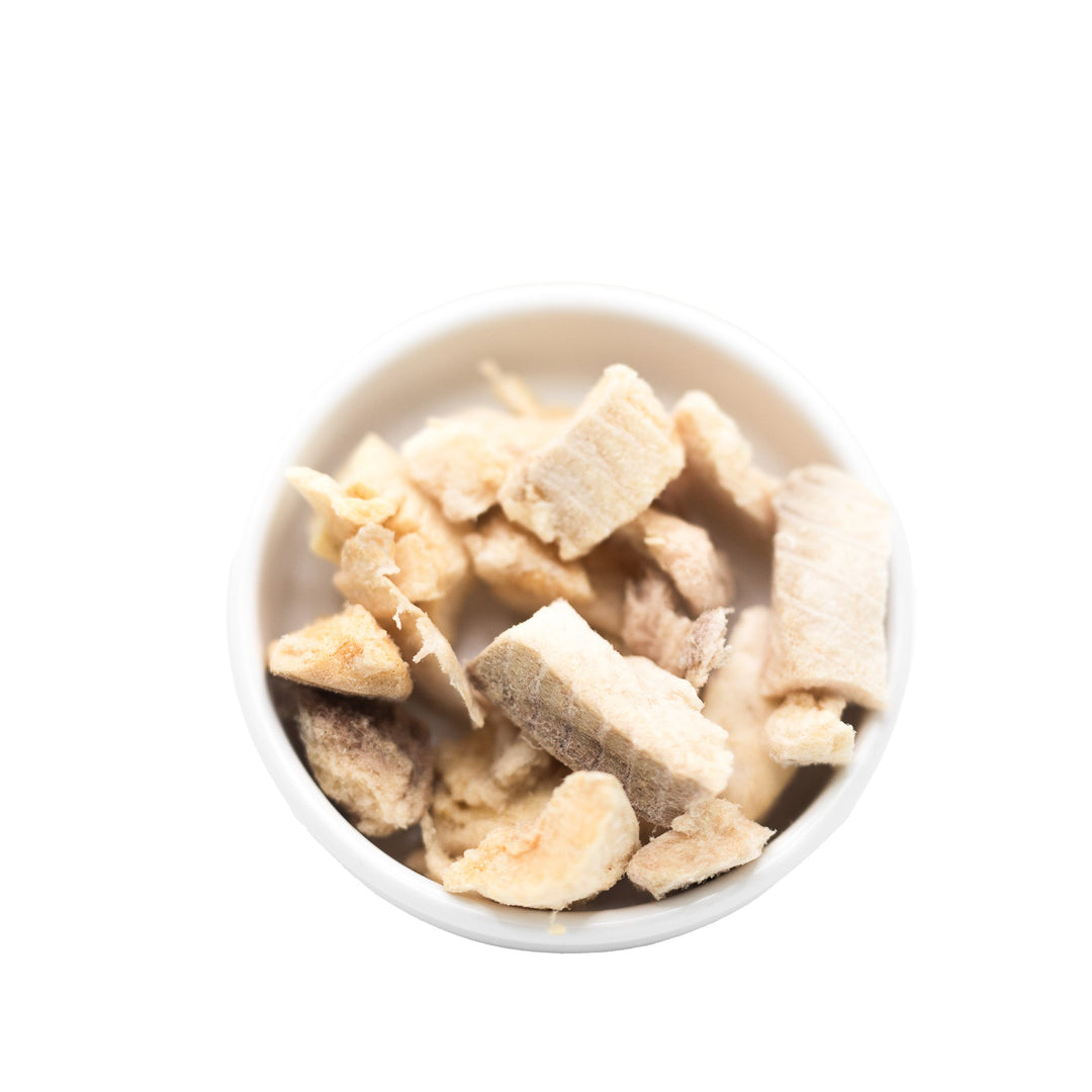 Freeze-dried raw pollock treat for ferrets close up