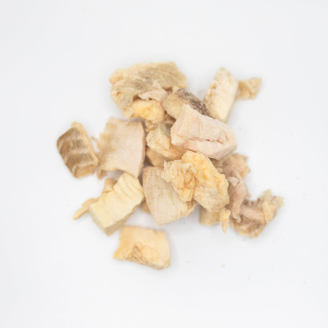 Freeze-dried raw pollock treat for ferrets close up