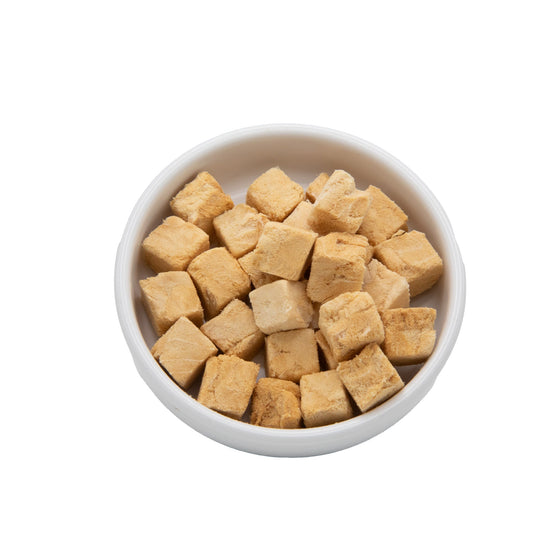 Freeze-dried raw salmon treat for ferrets close up